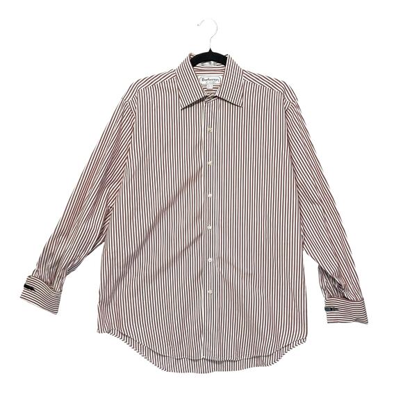 Burberrys Striped Dress Shirt Vintage Men's Sz 15.5-33 Red Made in USA Luxury - Picture 1 of 5